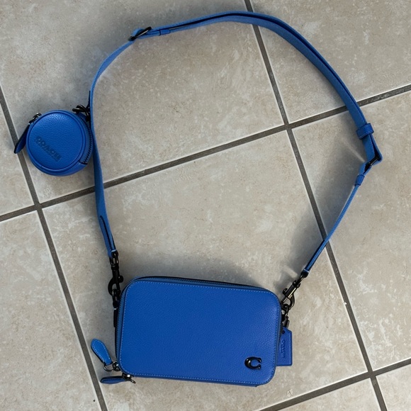 Authentic Men’s Coach Blue Crossbody Bag with Mini Pouch (Brand New) - Picture 2 of 7